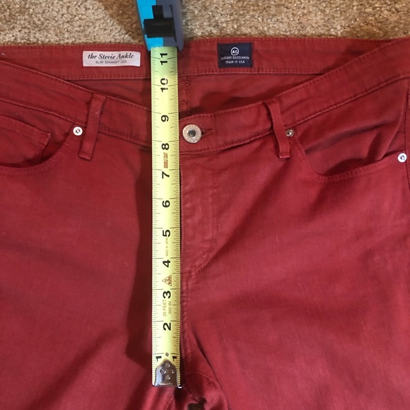 AG | Rusty Red Stevie Ankle Slim Straight Jeans 31 - Picture 4 of 8